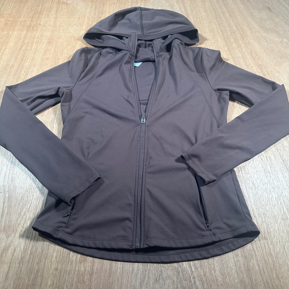 Jockey Full Zip Hoodie Women Small Brown Activewear Thumbhole Pockets Jacket